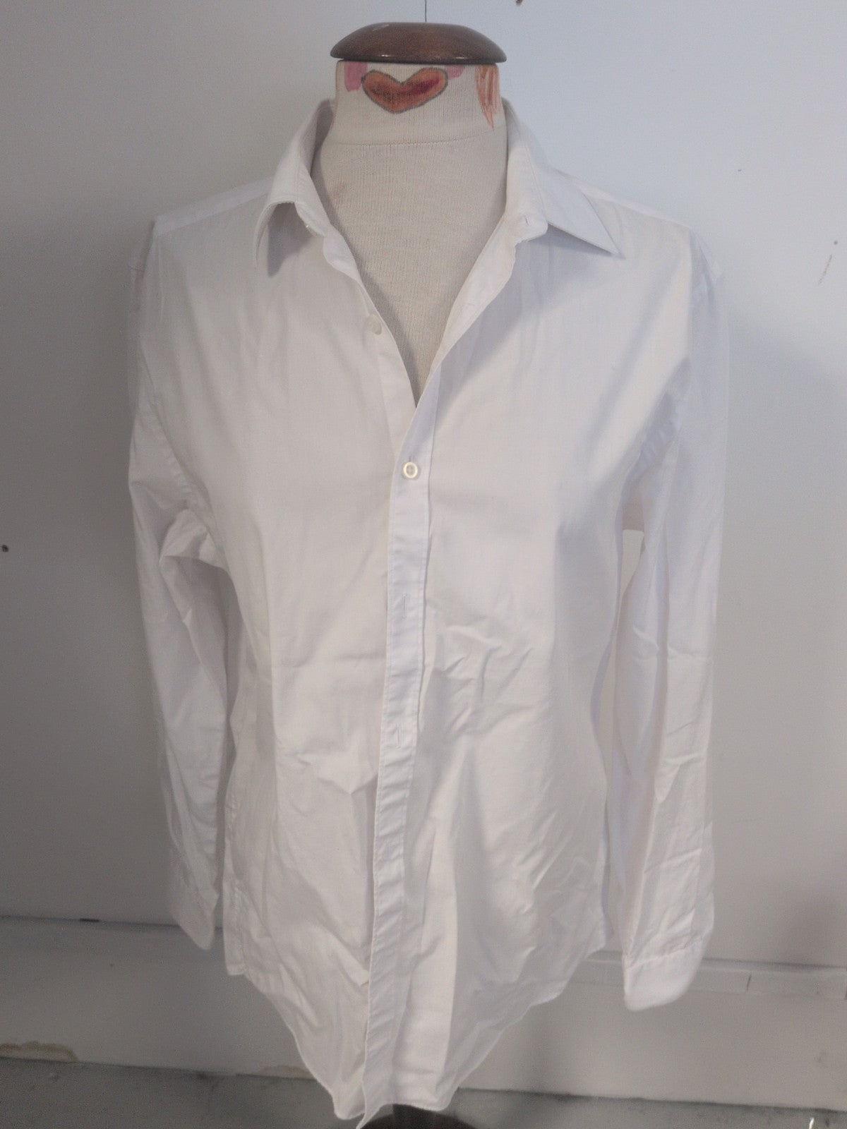 Mens 15.5 Fashion Fit White Long Sleeve Dress Shirt