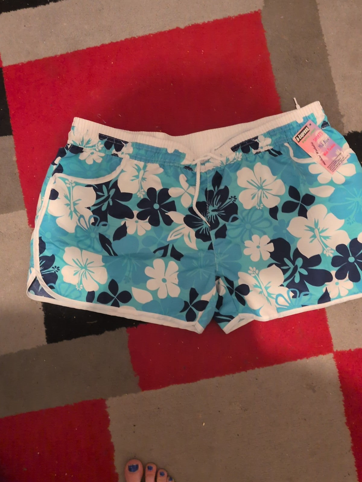 Brand New Large Blue Floral Elasticated Shorts