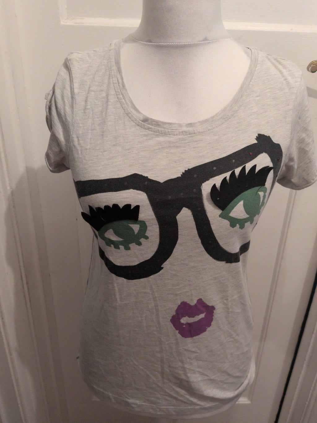 River Island 12 Face Print Short Sleeve T-shirt Stone