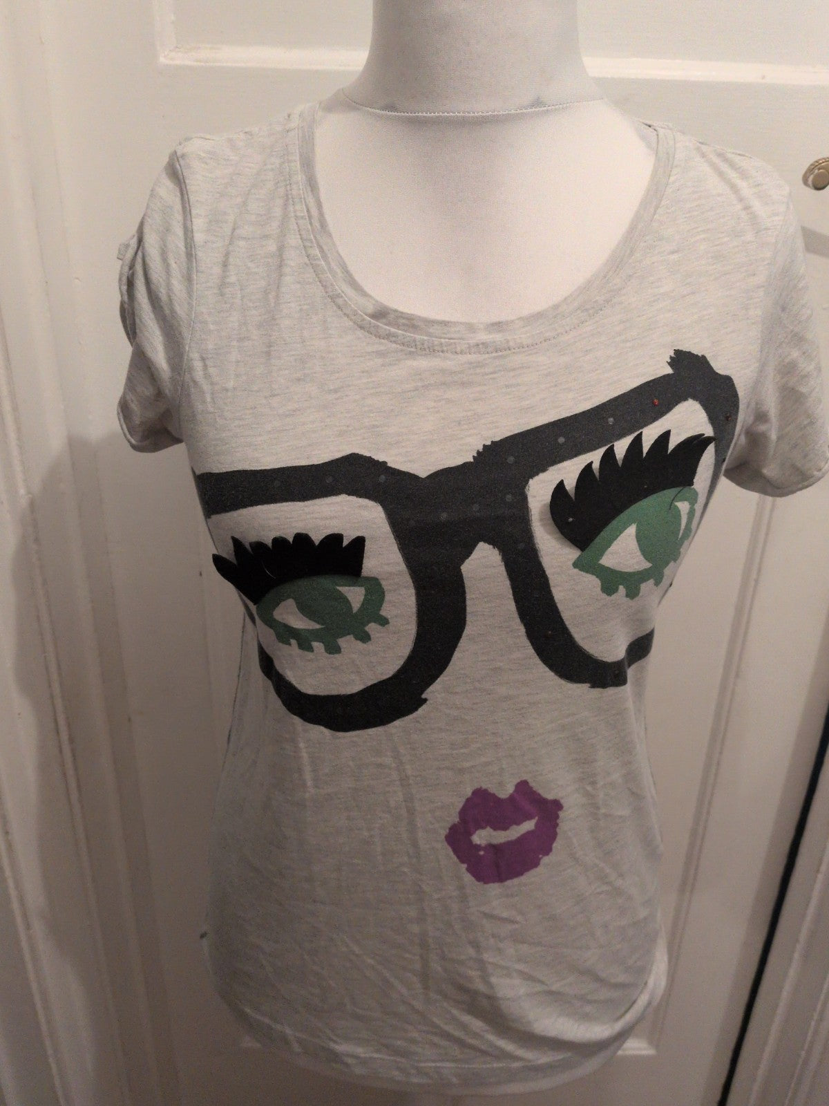 River Island 12 Face Print Short Sleeve T-shirt Stone