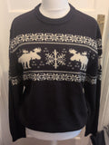 George Medium Black Reindeer Pattern Jumper Pullover