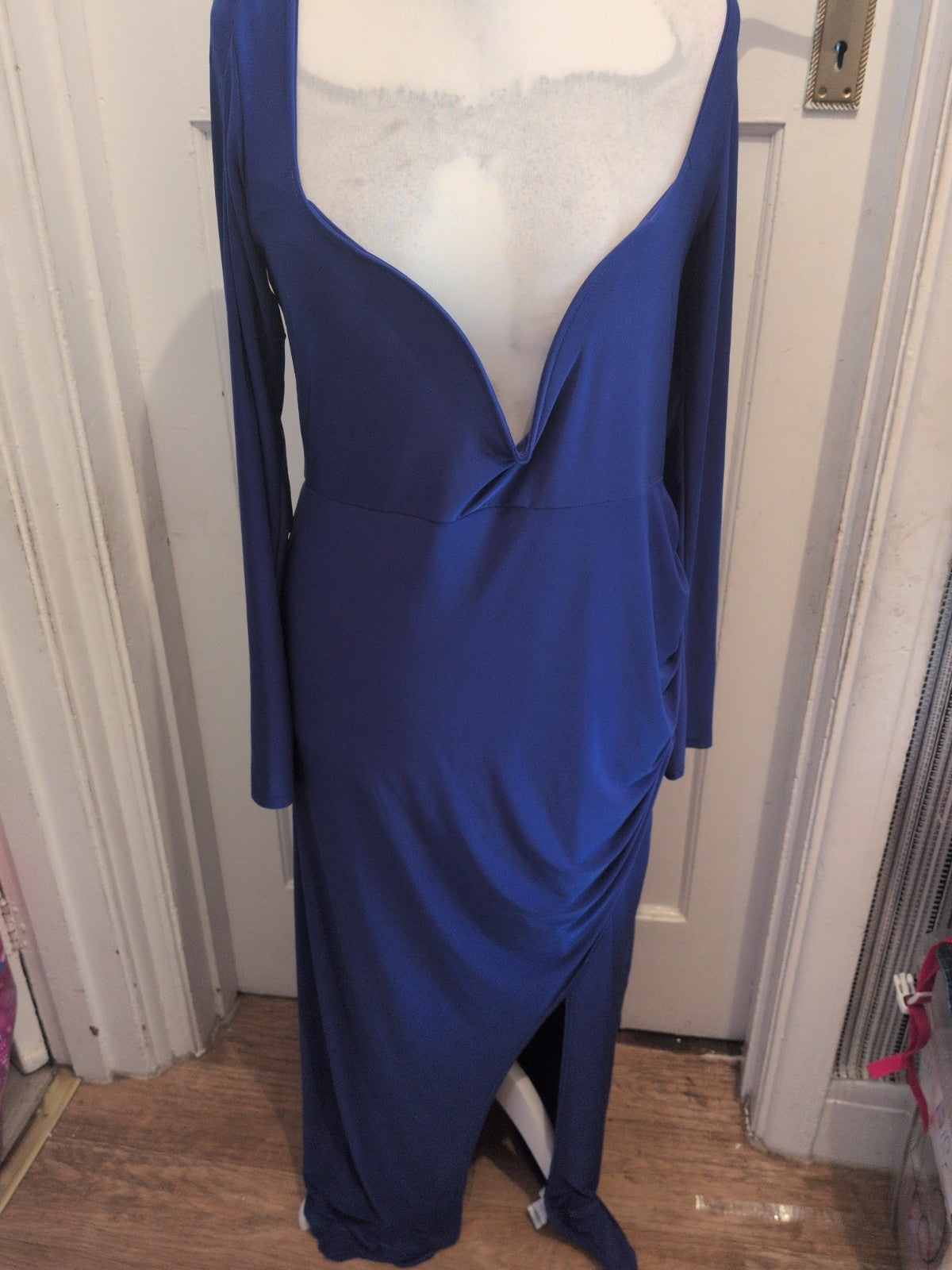 Ladies Prettylittlething Size 18 Wired Long Length Blue Dress
