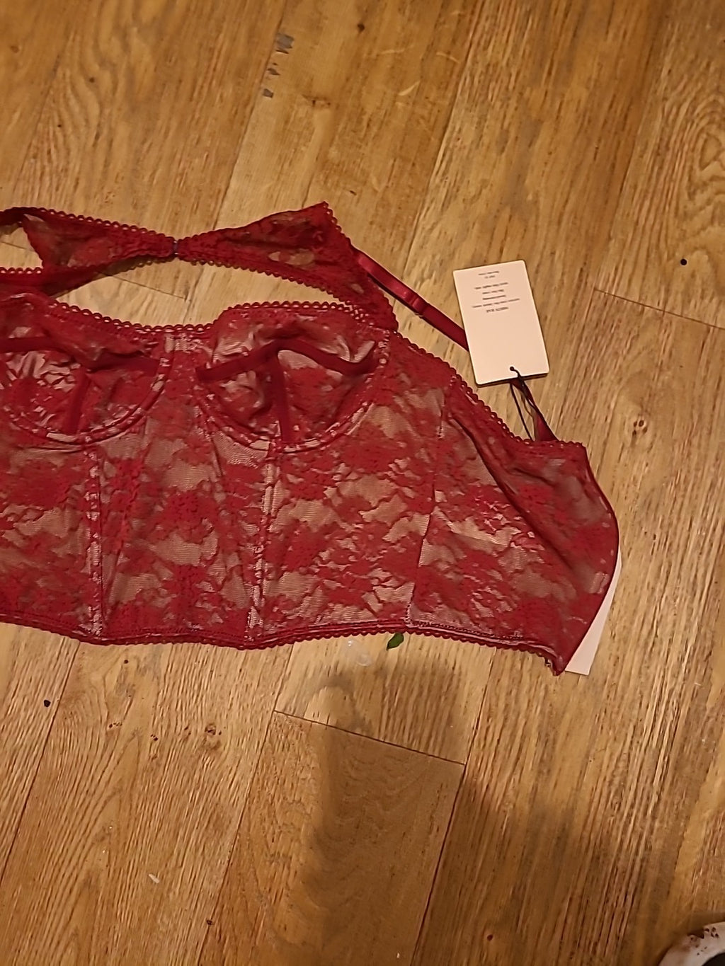 Brand New Ladies Shein Size Large Burgundy Bra Boned