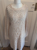 Ladies Tu Size 22 Beige And Shiny Red Long Sleeve Jumper Dress