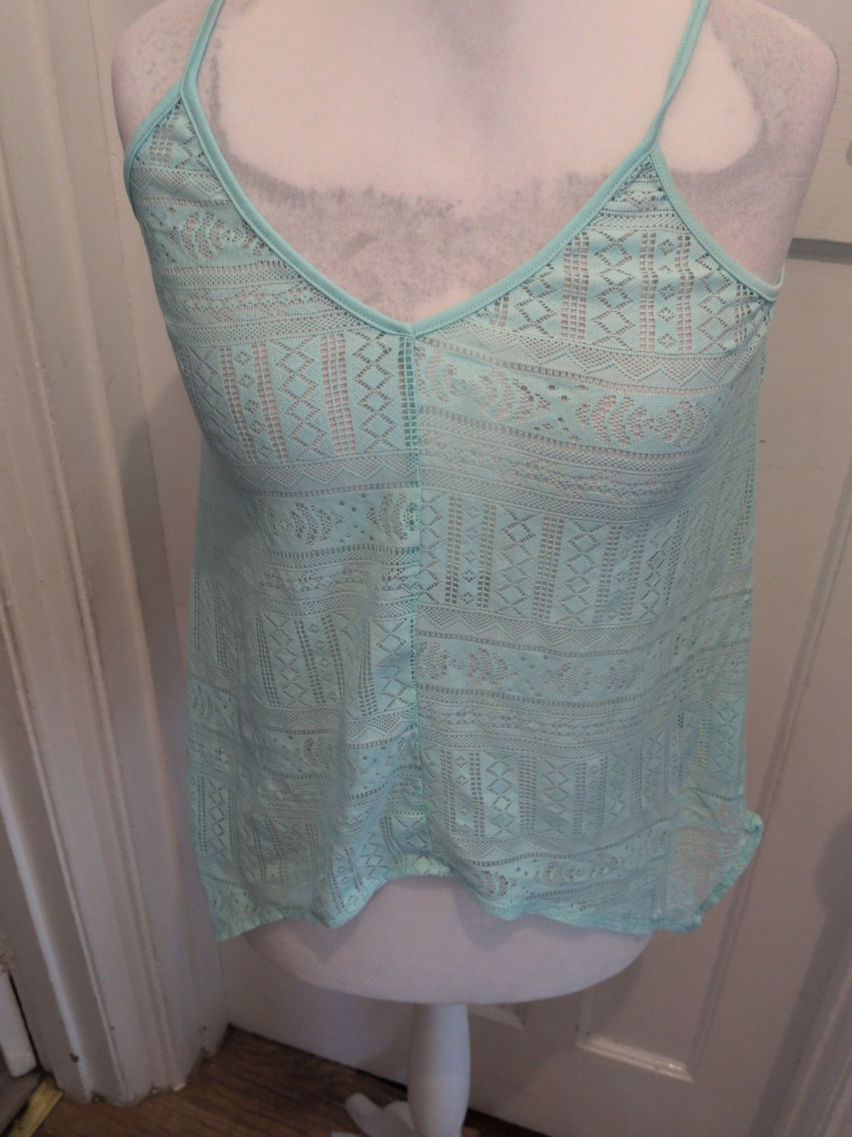 Primark 14 Aqua See Through Sleeveless Top