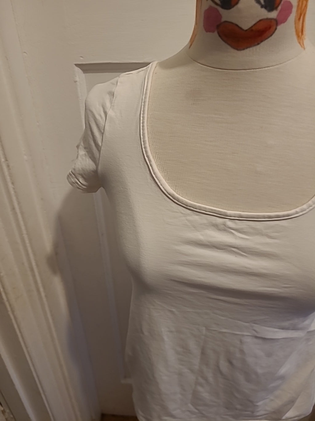 Ladies Shein Medium White Cap Sleeved Tshirt