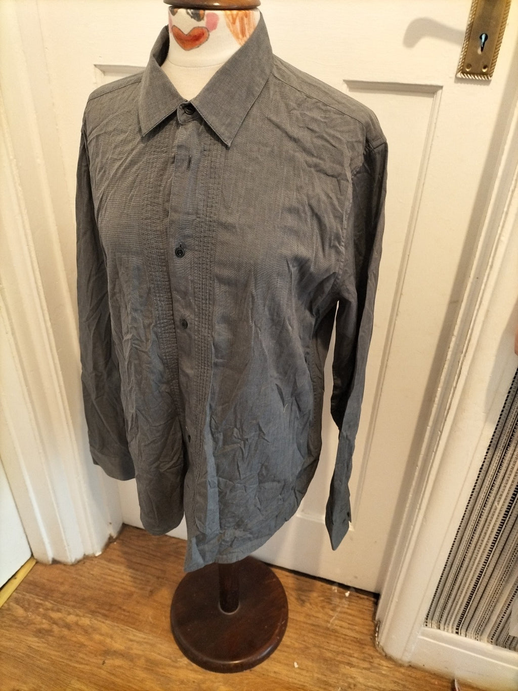 Mens Gap Size 16-16.5" Grey Slim Fit Long Sleeved Shirt