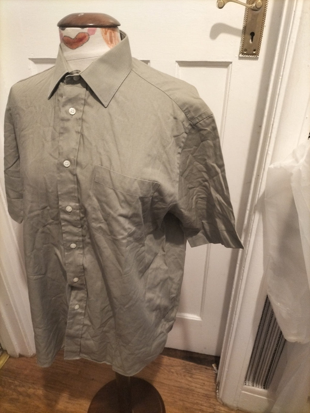 Mens Marks And Spencer Size 15.5 Green Short Sleeved Shirt