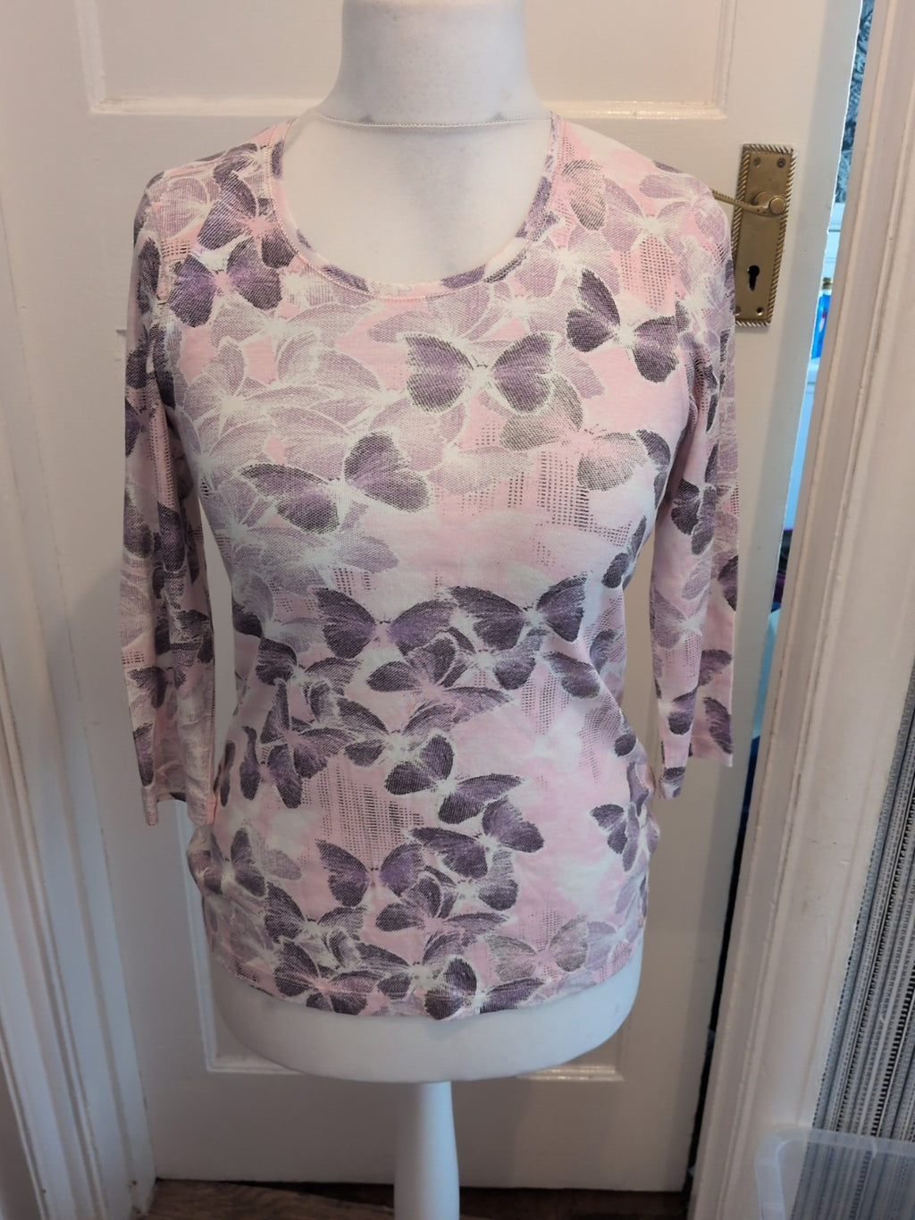 Olson 10 Pink And Purple 3/4 Sleeve Blouse