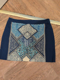 H&M 16 Blue Aztec Straight Skirt