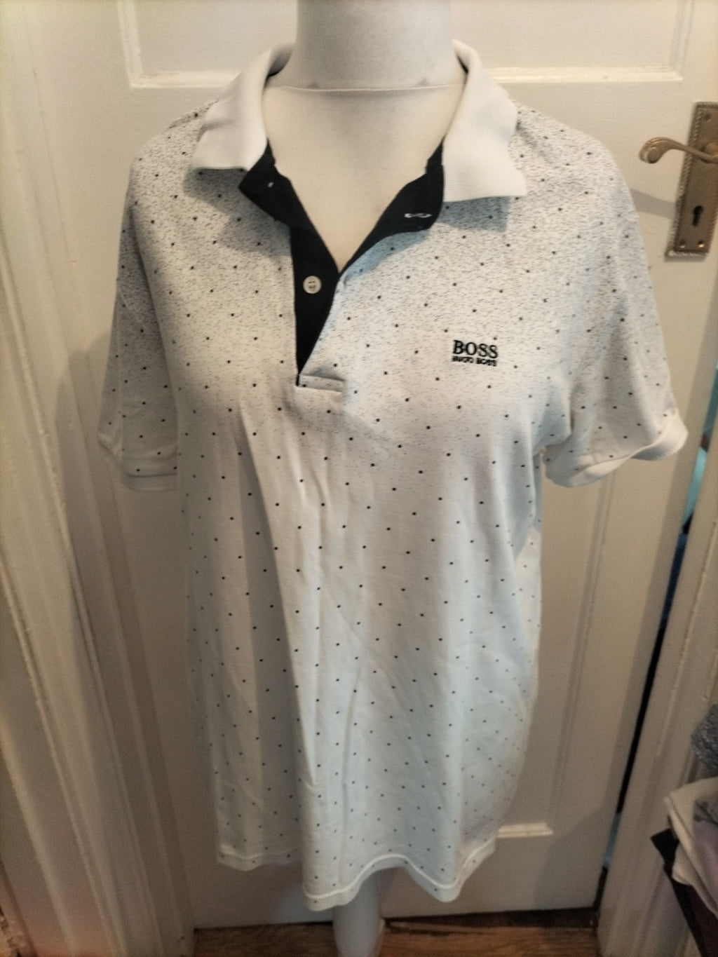 Hugo Boss 2XL Navy And White Short Sleeve Polo