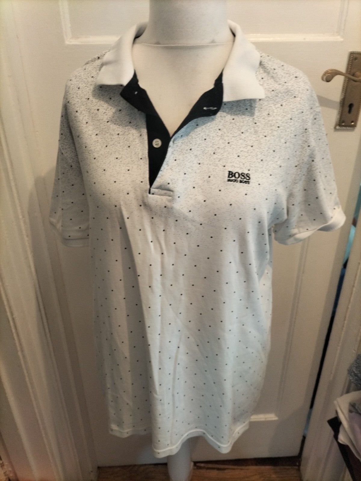 Hugo Boss 2XL Navy And White Short Sleeve Polo