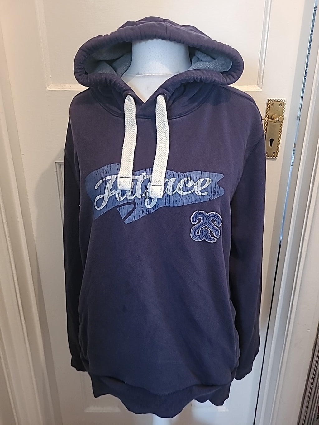 Mens Fatface Size Large Navy Long Sleeved Pullover Hoodie