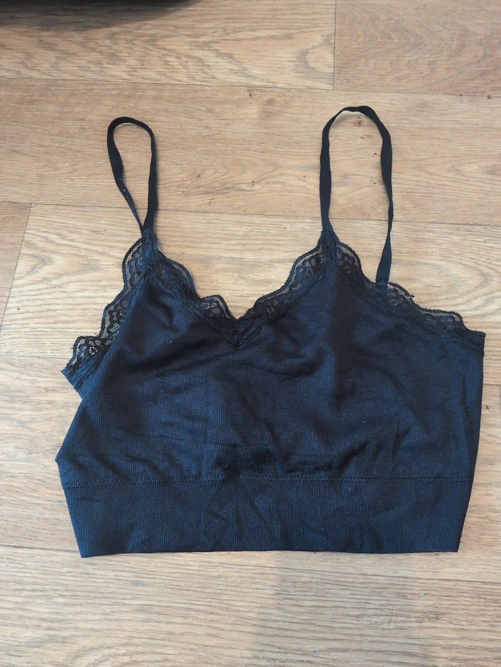 George Large Black Frill Hem Bralette