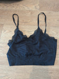 George Large Black Frill Hem Bralette