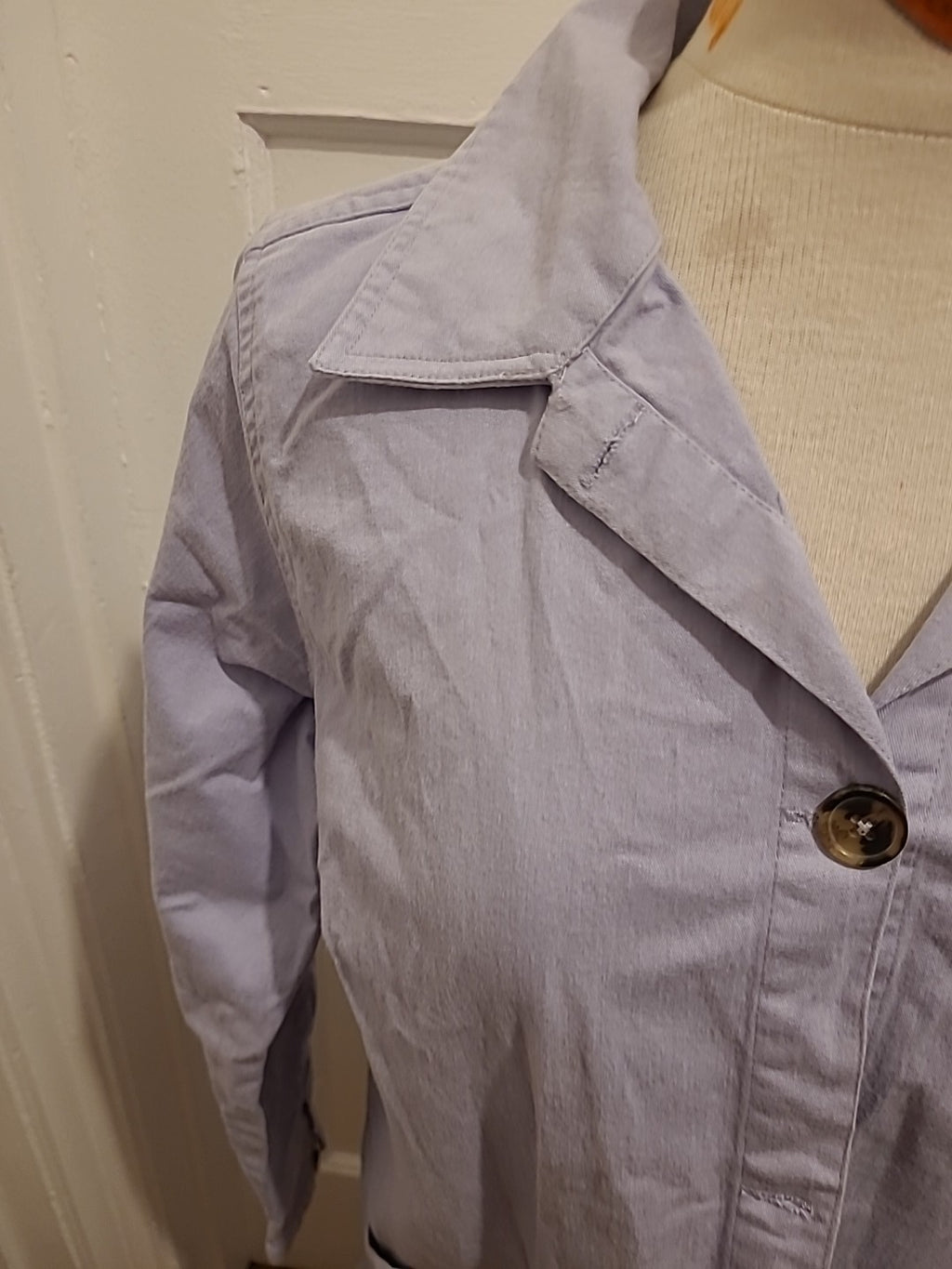 Bonmarche Size 14lilac Long Sleeved Denim Feel Shirt