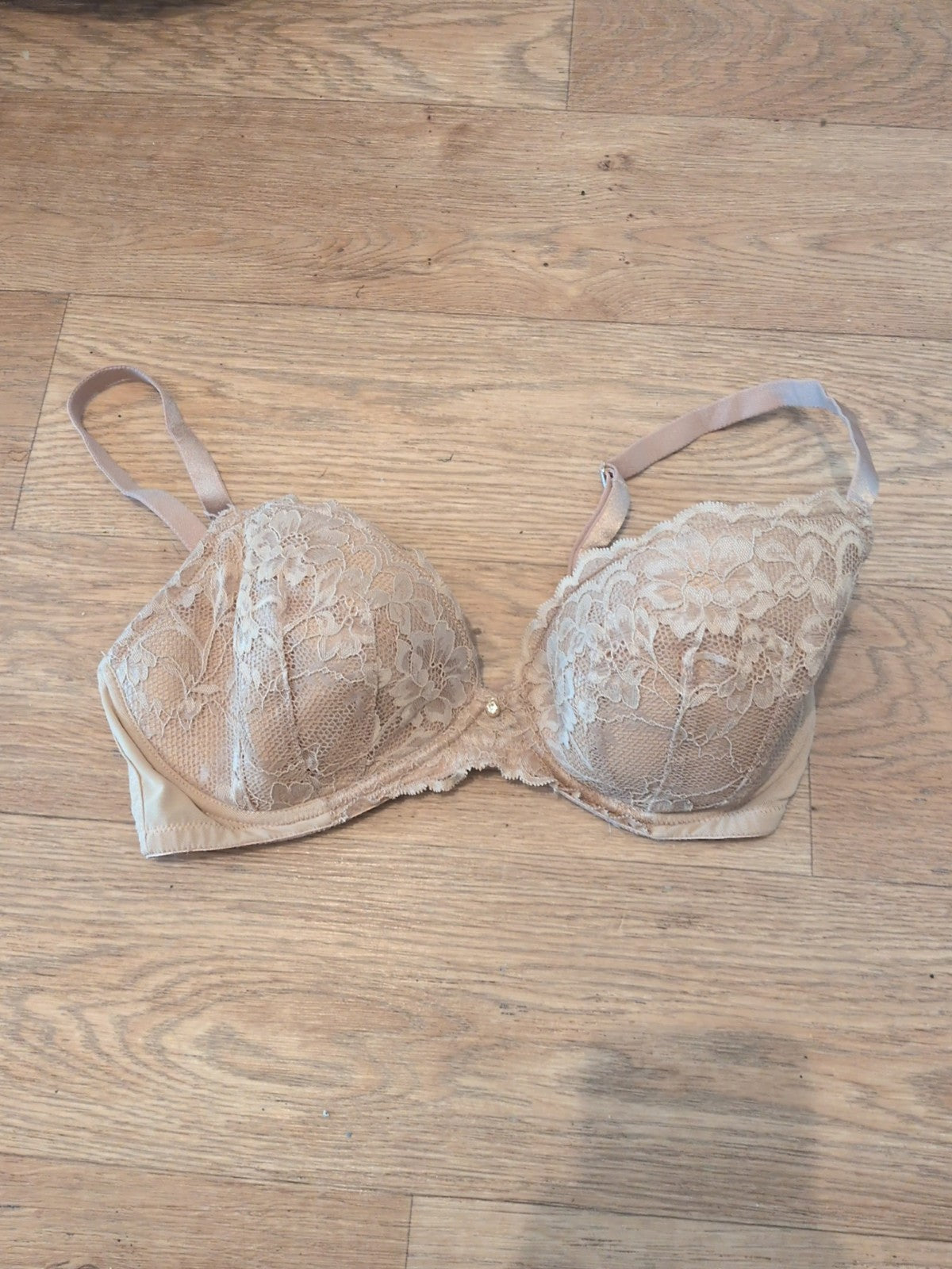 Ann Summers 34DD Brown Lace Detail Padded And Wired Bra