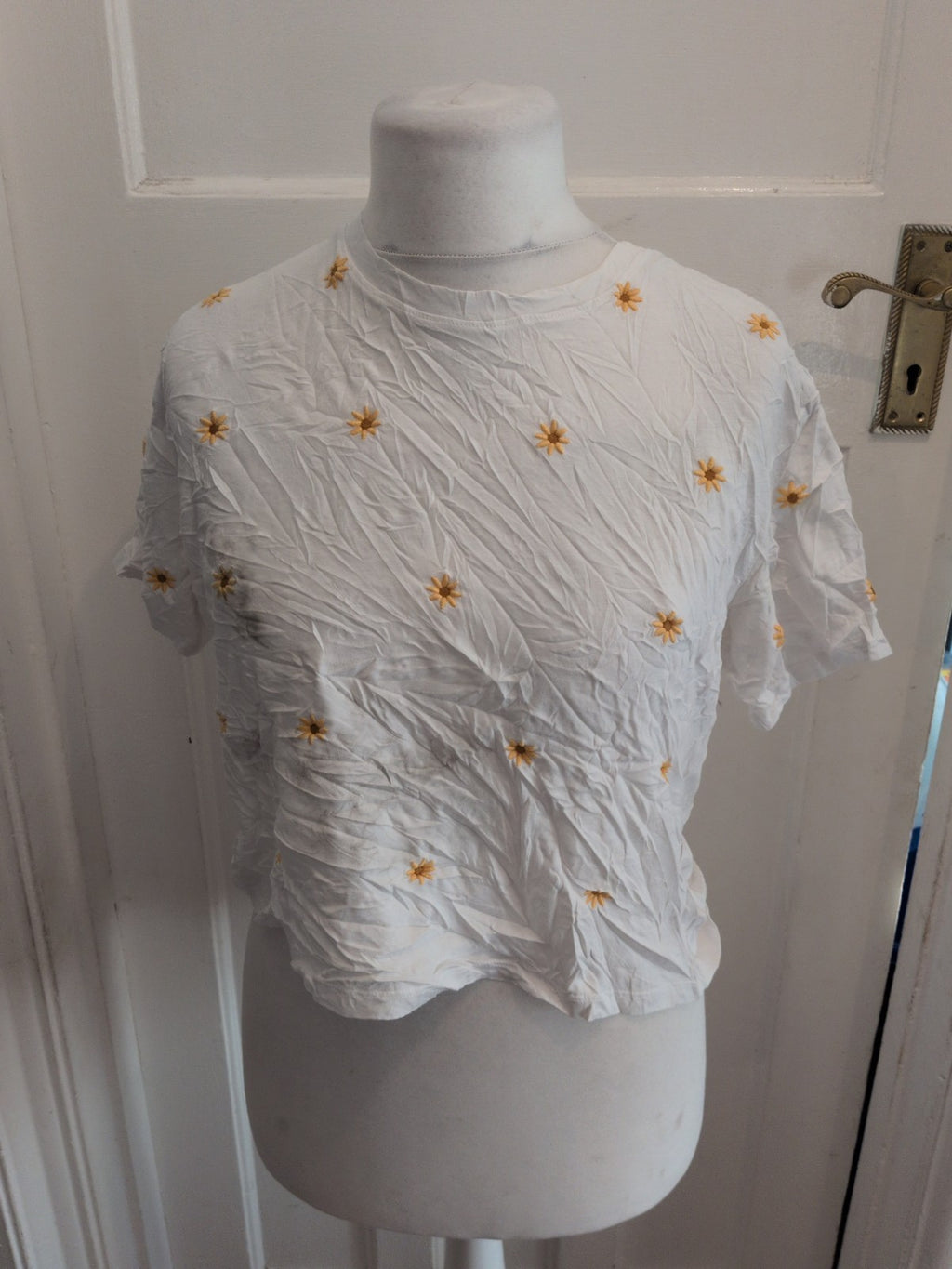 New Look 12 White Floral Yellow Short Sleeve T-shirt