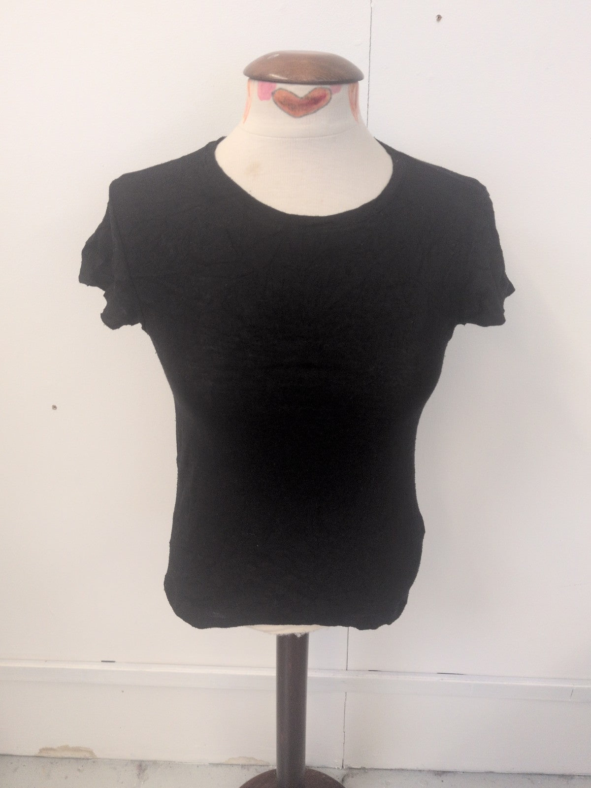 Ladies Primark Size 12 Black Shirt Sleeve Plain T-shirt