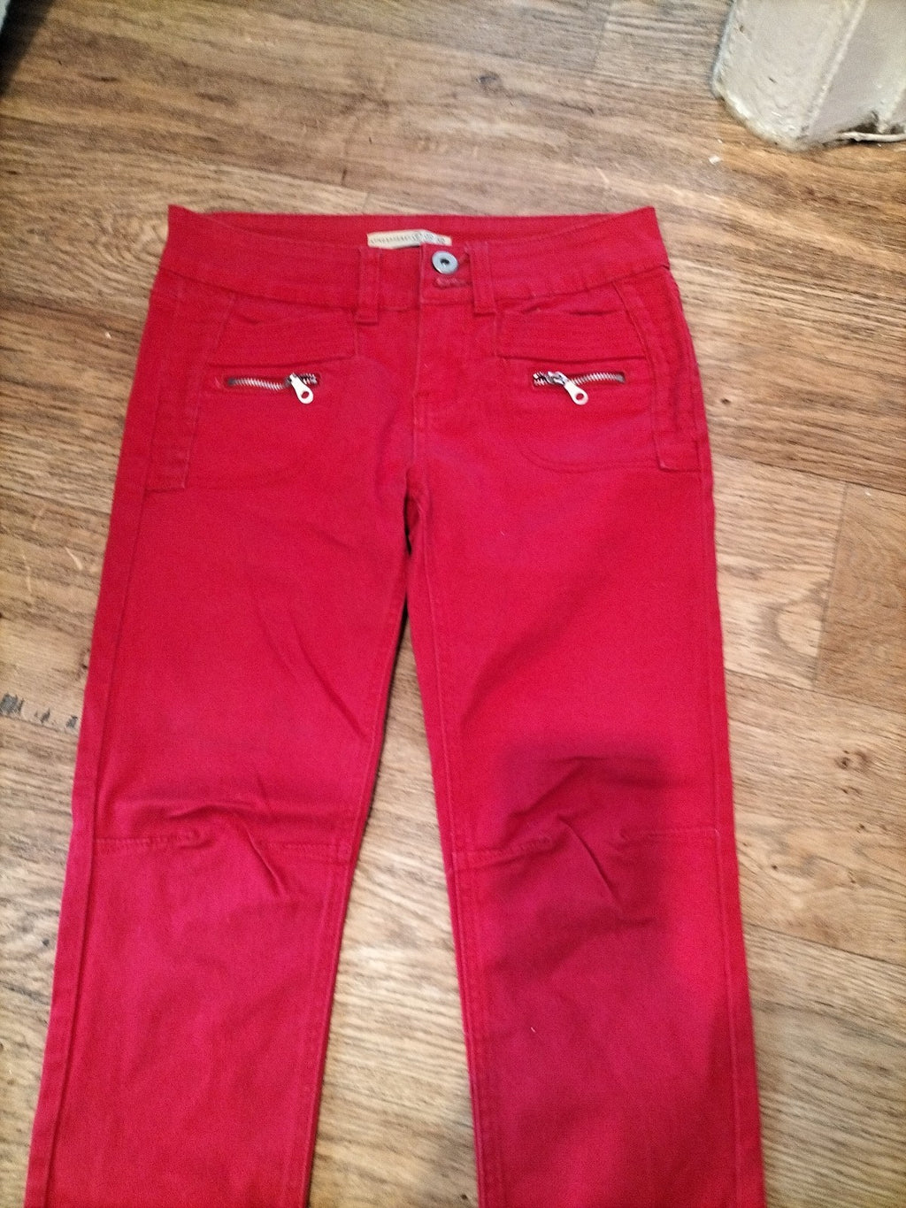 Ladies Primark Size 6 Red Zipped Ankles Denim Jeans