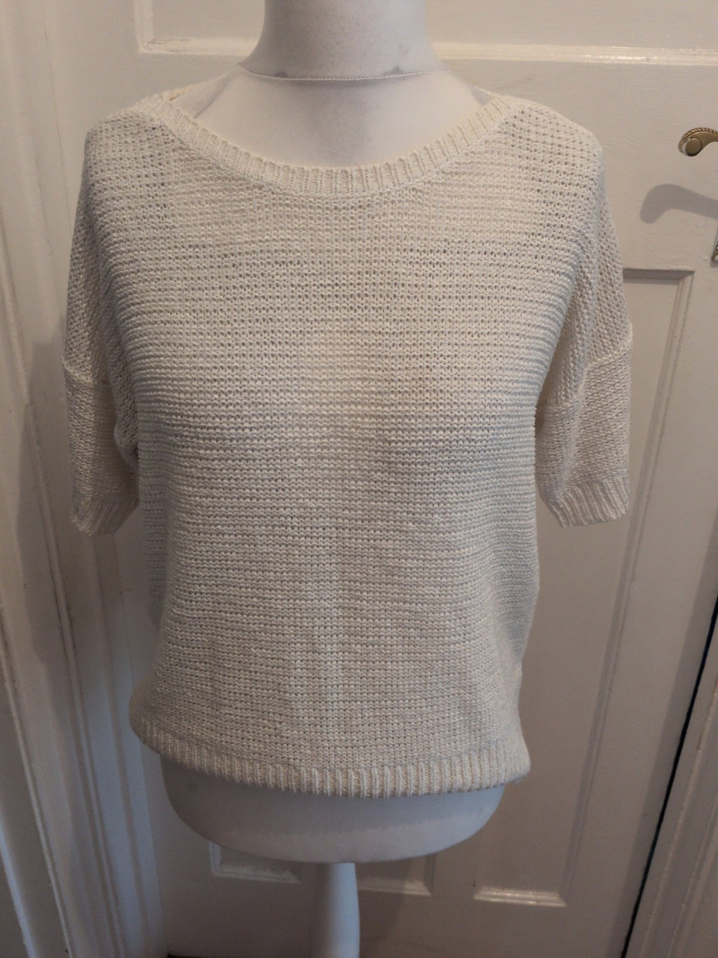 Wallis Medium White Knit Short Sleeve Jumper