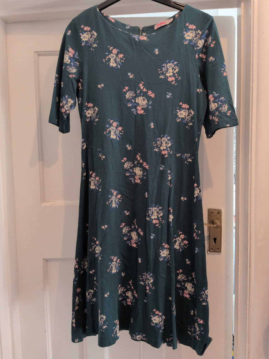 Cath Kidston 10 Green Floral Half Sleeve Midi Dress
