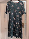 Cath Kidston 10 Green Floral Half Sleeve Midi Dress