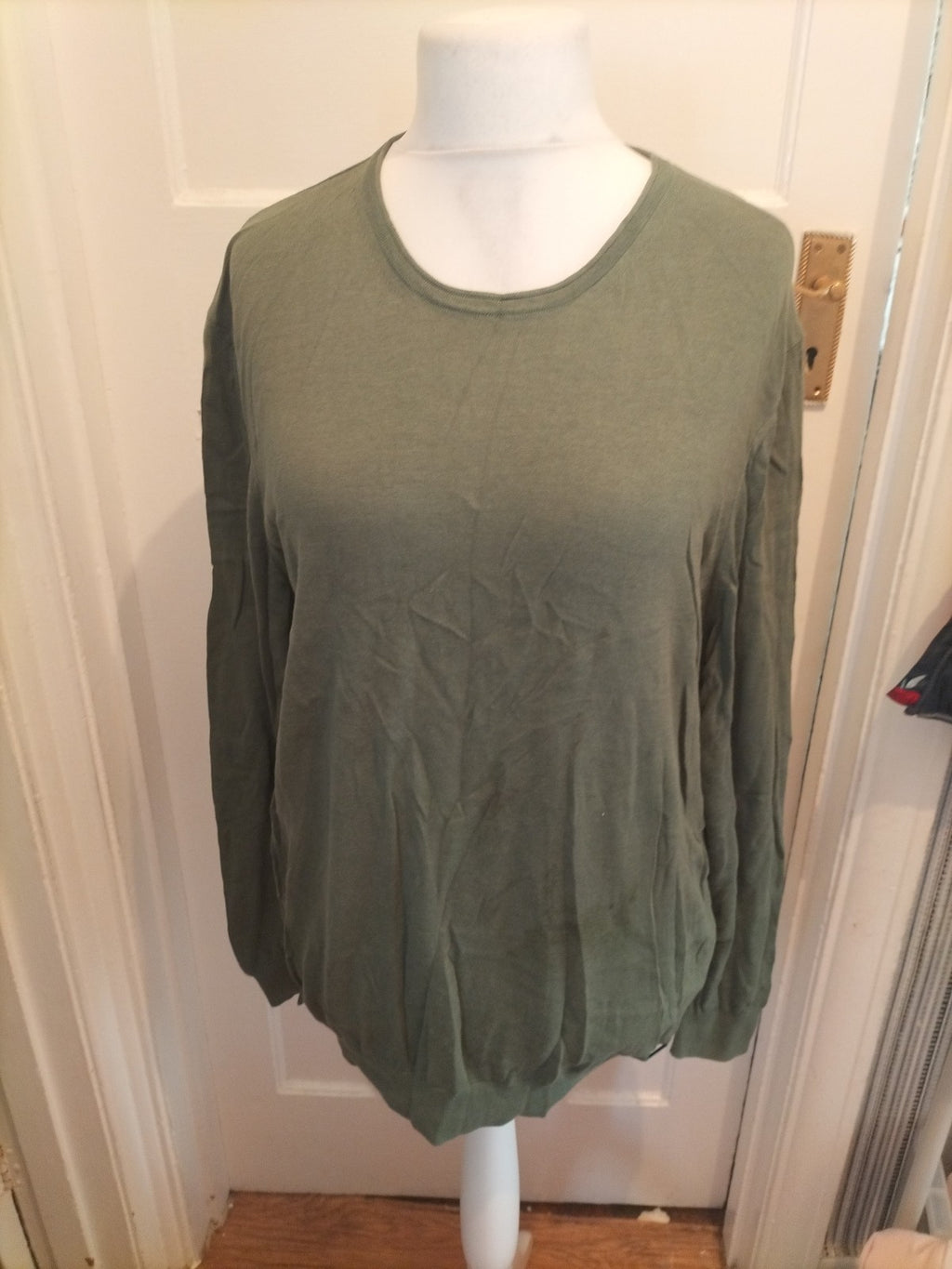 Mens Bugatti Size XL Bottle Green Long Sleeve Top