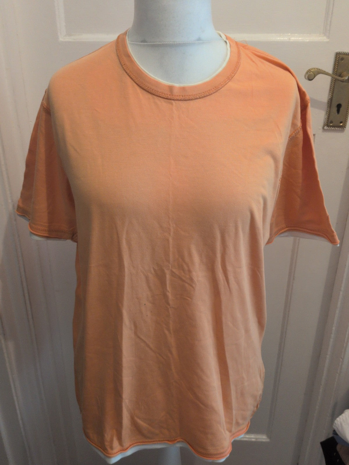 Blue Harbour Large Orange Short Sleeve T-shirt Small Pen Marks On Front