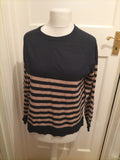Primark 12-14 Navy And Brown Striped Long Sleeve Jumper