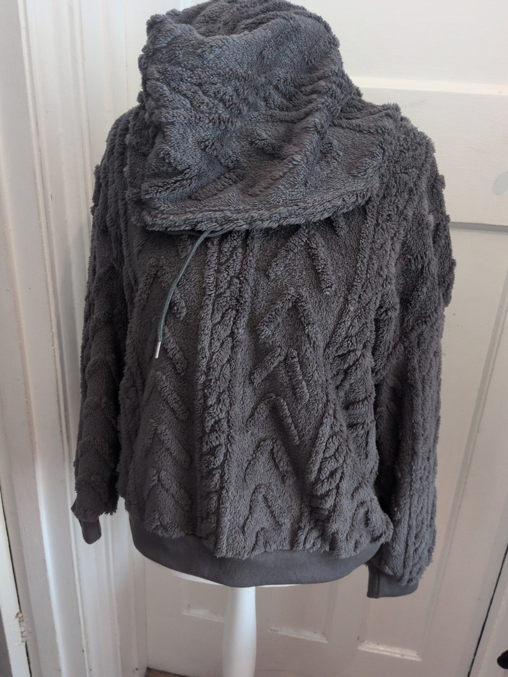 Large Dark Grey Fluffy Hooded Jumper
