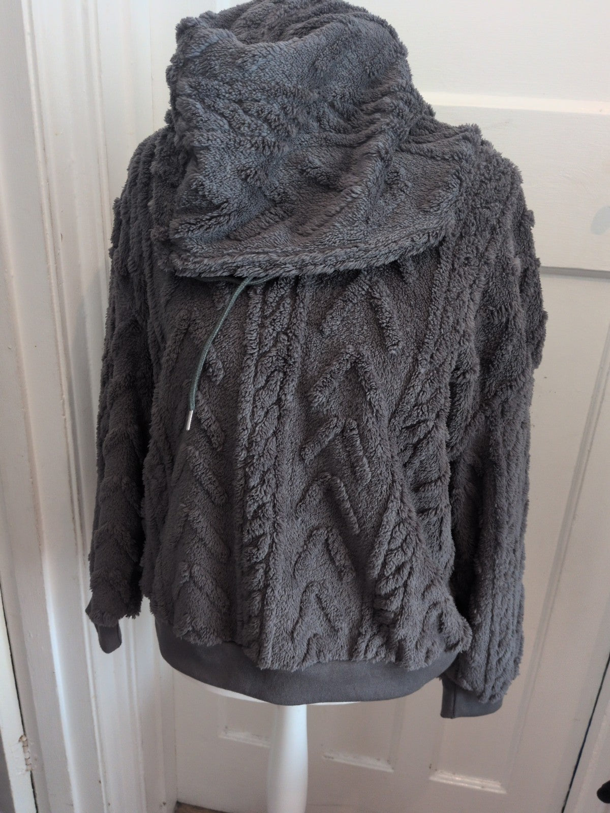 Large Dark Grey Fluffy Hooded Jumper