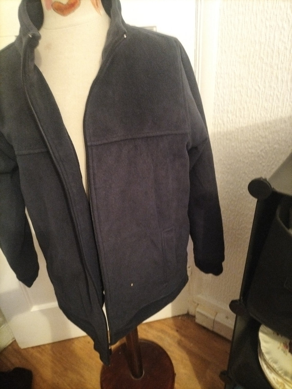 Mens EWM Size Small Navy Zip Through Cotton Blend Jacket