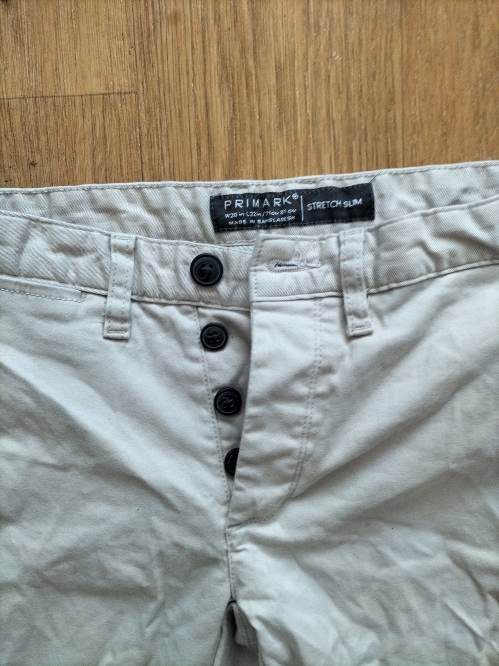 Mens Primark Size 28/32 Stone Stretch Slim Chino