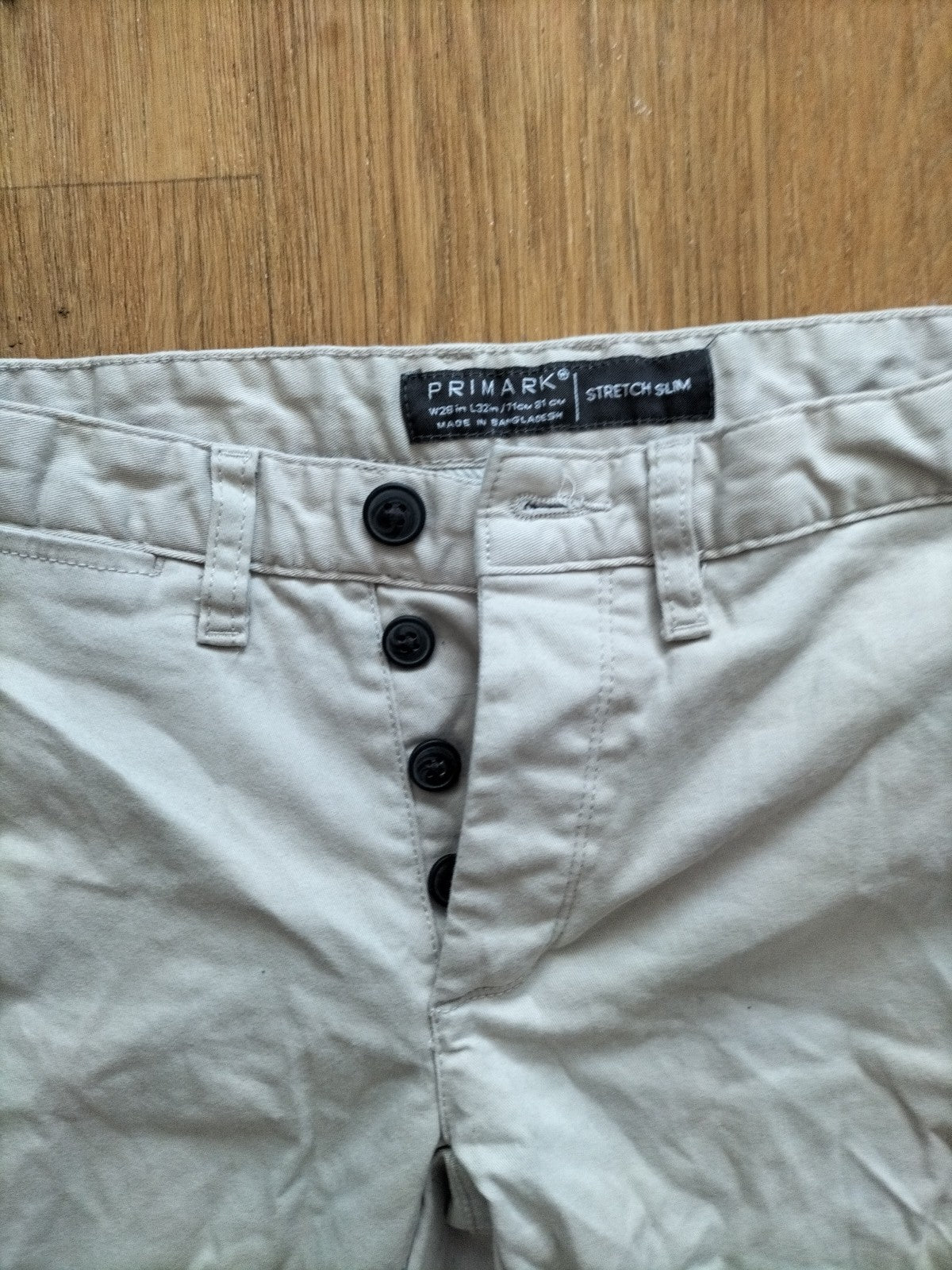 Mens Primark Size 28/32 Stone Stretch Slim Chino