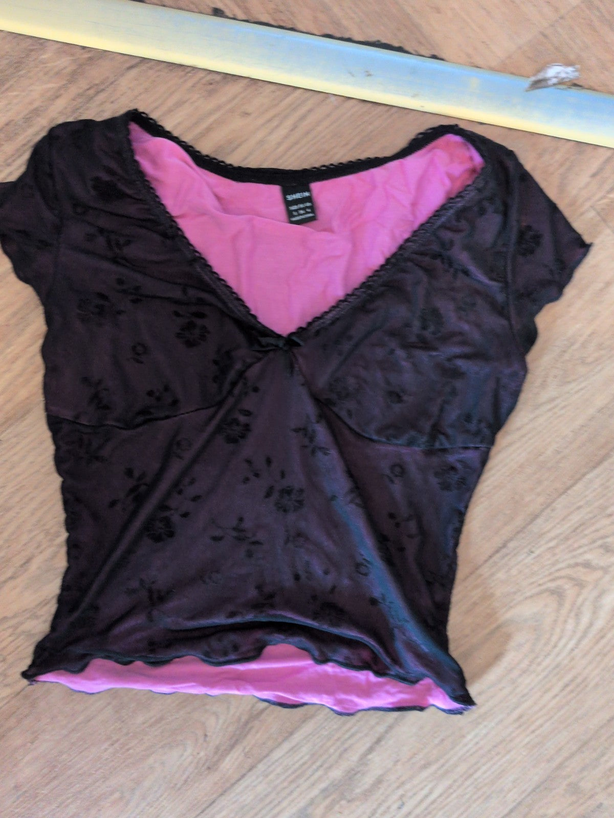 Shein Small Dark Purple Cap Sleeve Lined Pyjama Floral Top