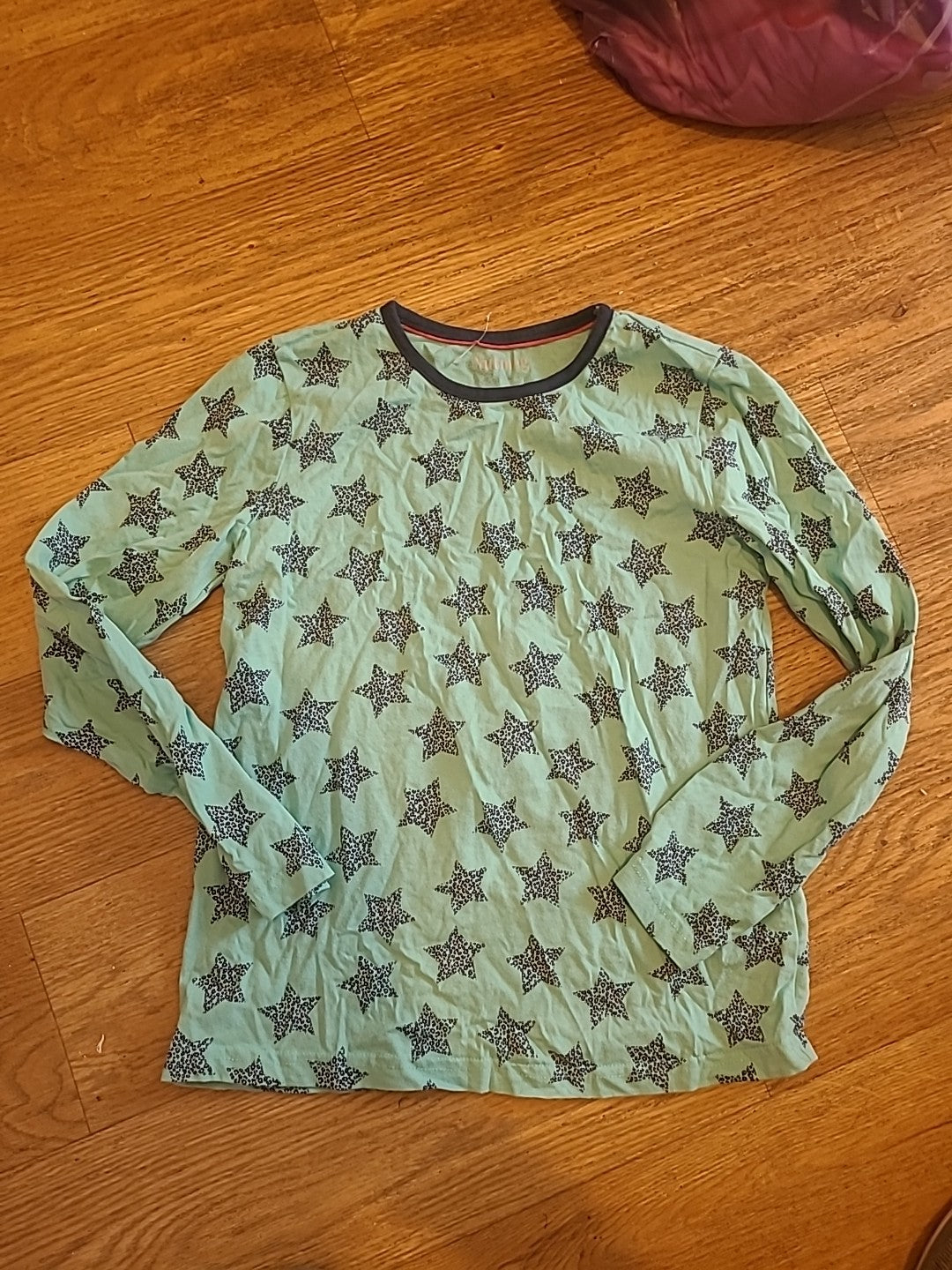 Unisex Nutmeg 11-12 Years Turquoise Star Long Sleeved Pyjama Top