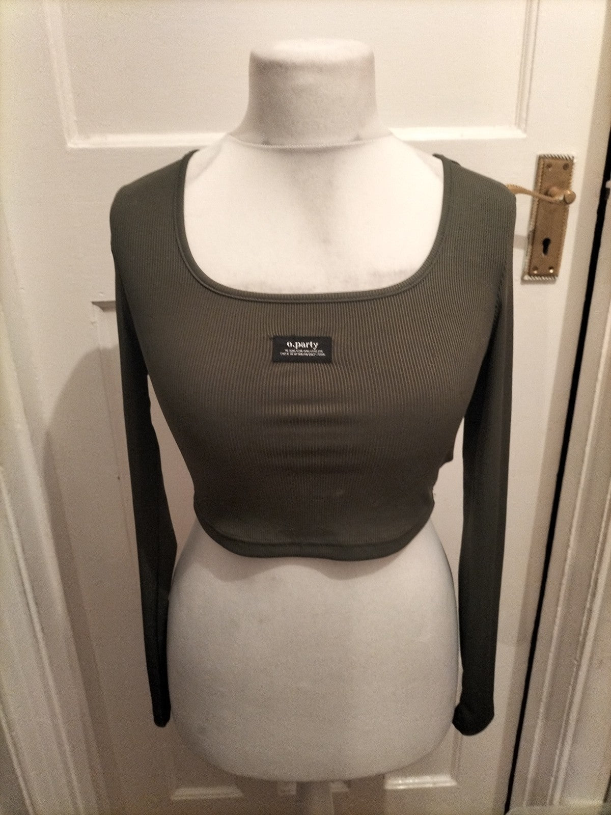 Ladies O.Party Size Small Green Ribbed Long Sleeved T-shirt