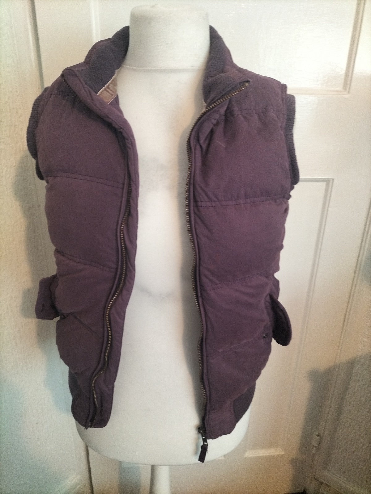 Ladies Fat Face Size 10 Purple Padded Puffer Jacket Sleeveless
