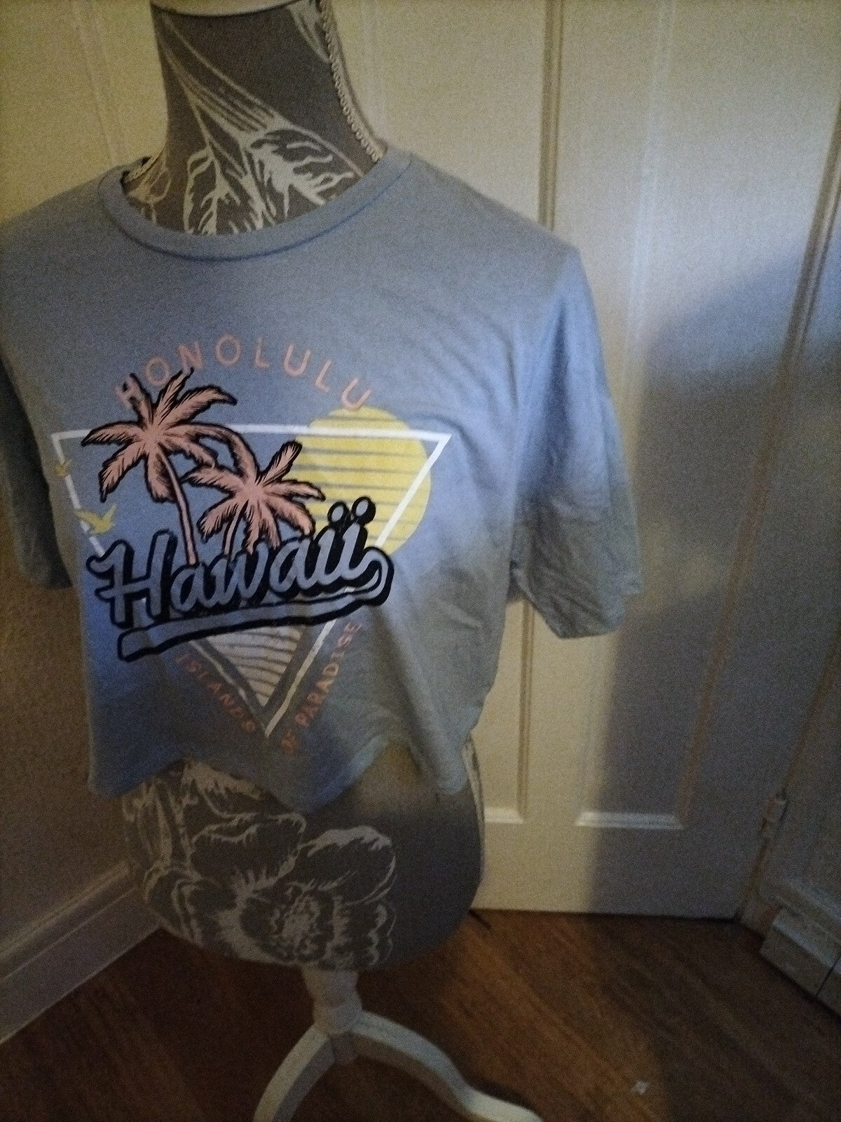 Ladies Primark Medium Blue Honolulu Cropped Top