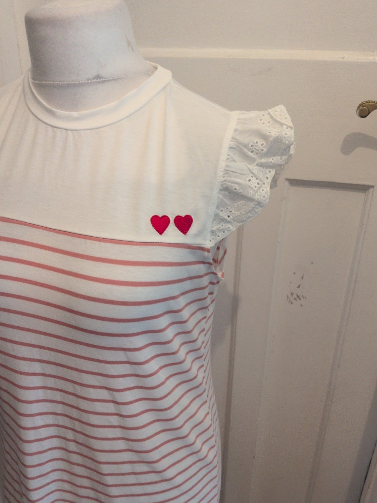 Shein Medium Short Sleeve Midi Length Pink Stripe Dress