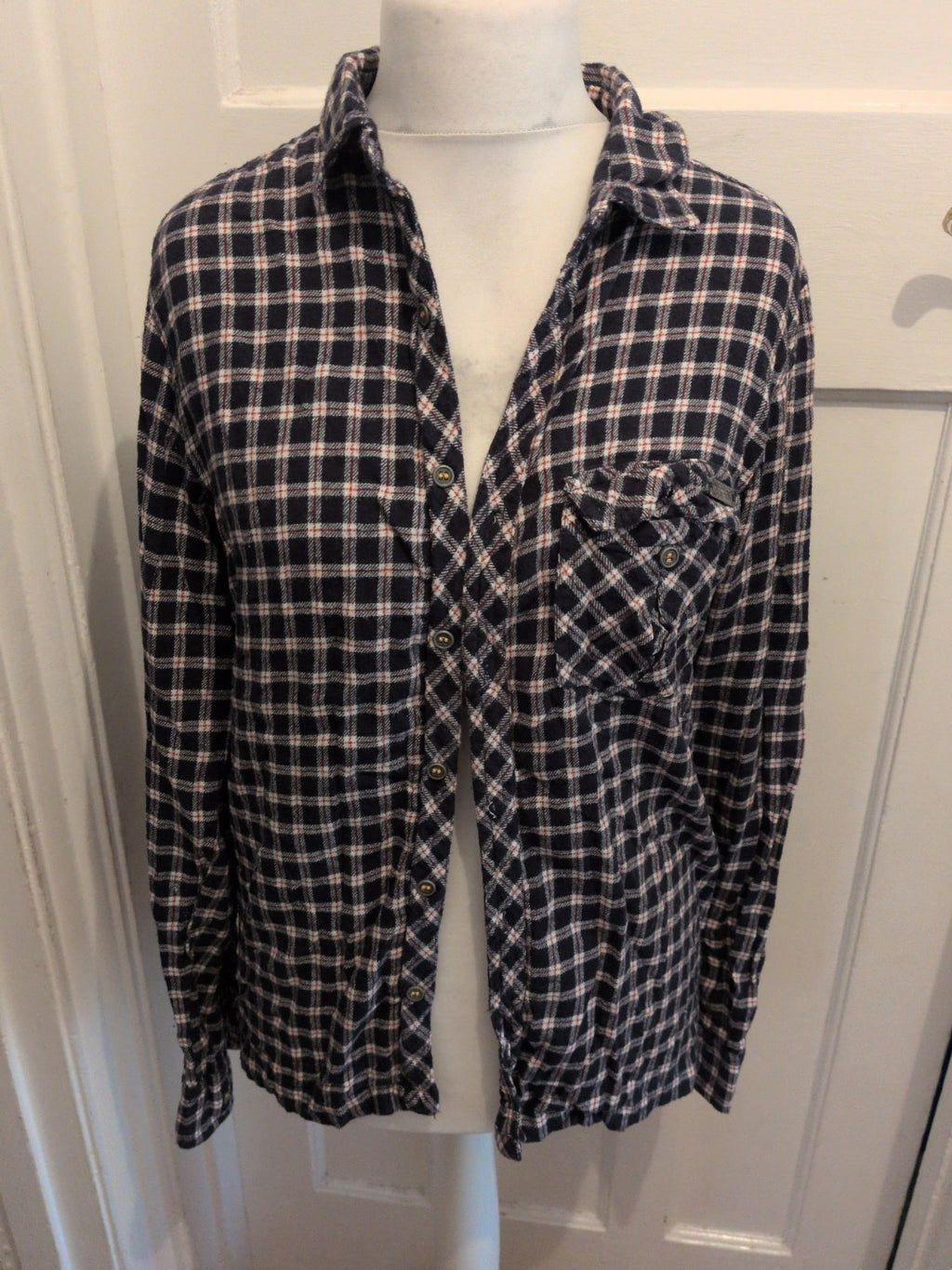 Regatta Large Navy Check Long Sleeve Shirt