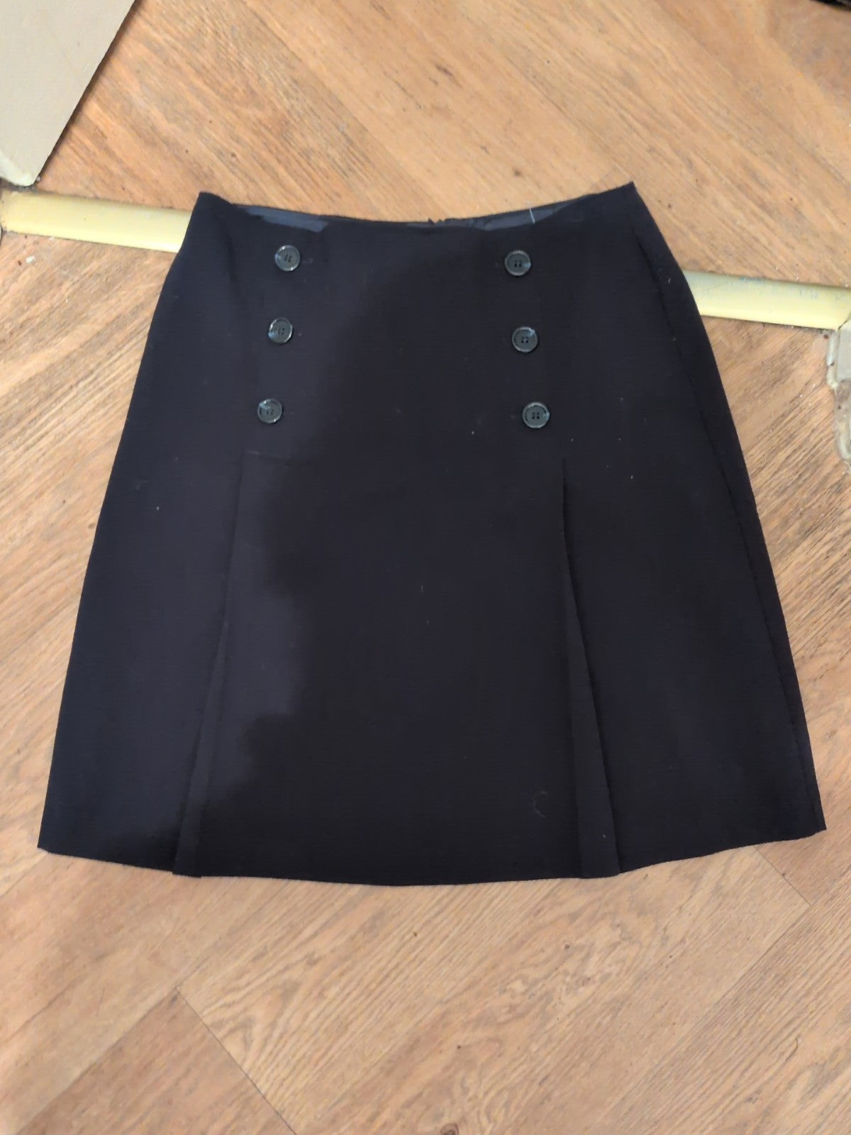M+S Collection 12 Navy Knee Length Skirt Imitation Buttons