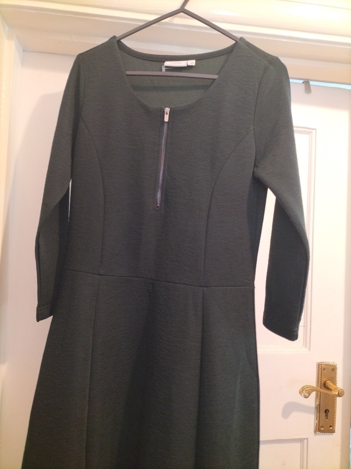 Ladies Fransa Size XS Bottle Green Long Sleeved Dress