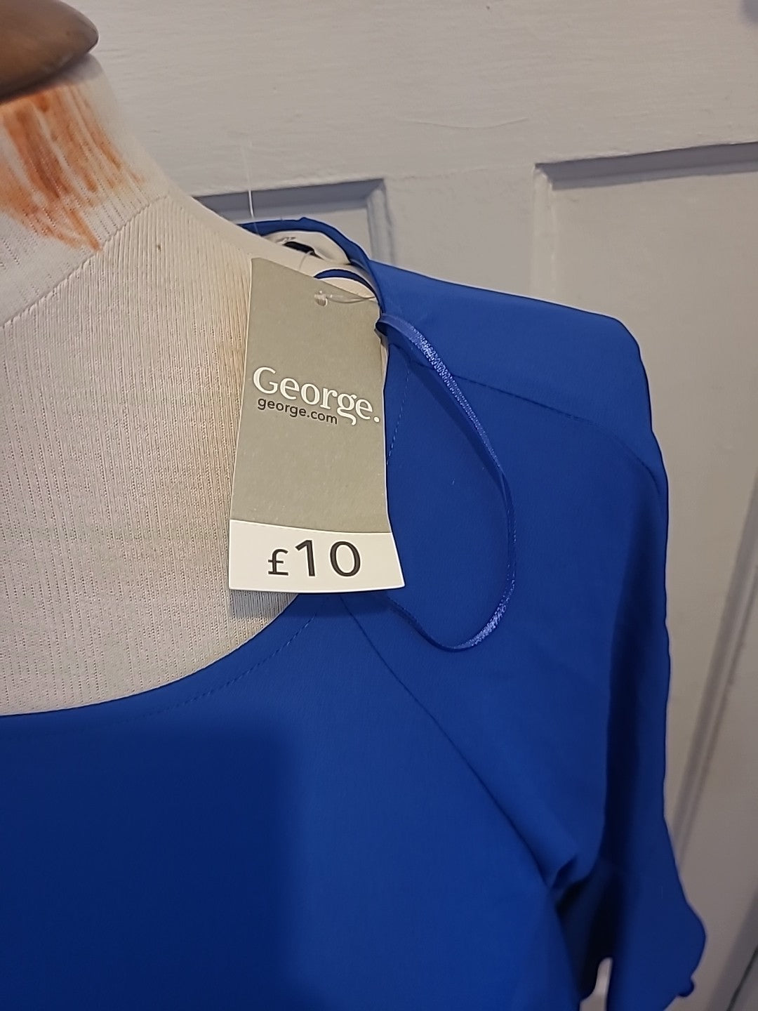 Brand New Ladies George Size 10 Blue Short Flute Sleeved Blouse