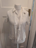 Dorothy Perkins 14 White Short Sleeve Collared Buttoned Blouse
