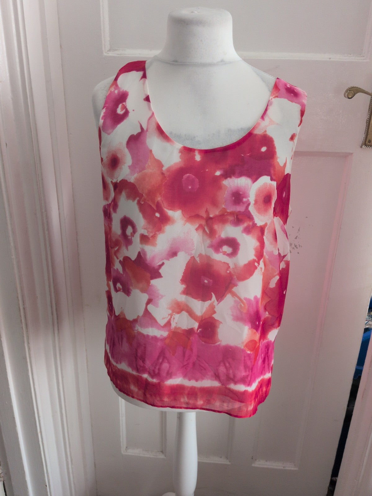 Michela Louise 16 Peach Pink Red Lined Sleeveless Blouse