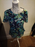 Ladies H&O 12 Multi Floral Short Sleeved Lined Blouse