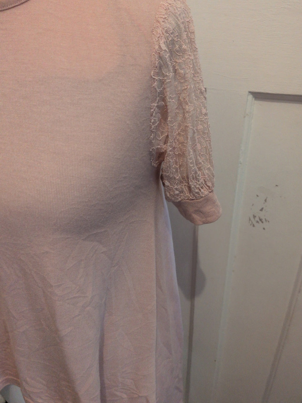 Blue Vanilla Small Pink Mesh Short Sleeve T-shirt Oversize