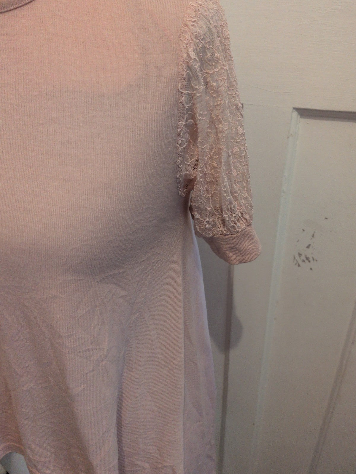 Blue Vanilla Small Pink Mesh Short Sleeve T-shirt Oversize